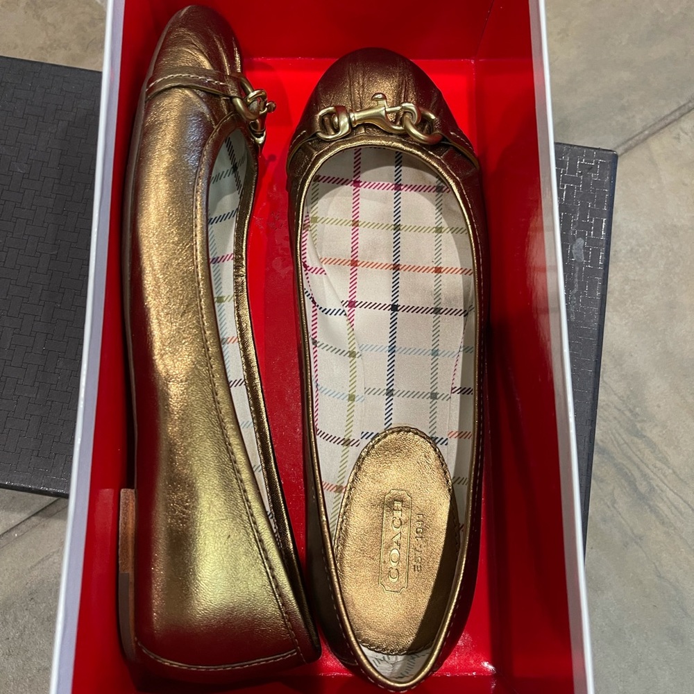 Coach metallic bronze ballet flats Size 7